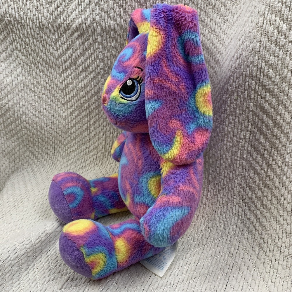 Build a Bear Bunny Rabbit Plush Stuffed Animal Rainbow Tie Dye Colorful‎ Pastel - Picture 10 of 14
